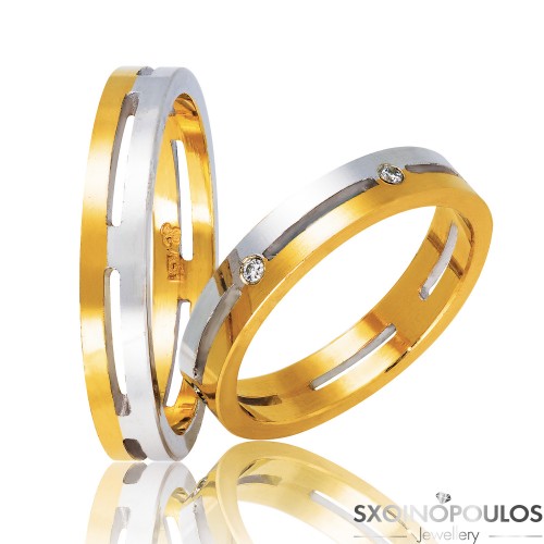 Βέρες Γάμου DR2 (4.00mm) , Χρυσές 14Κ , Ζευγάρι .